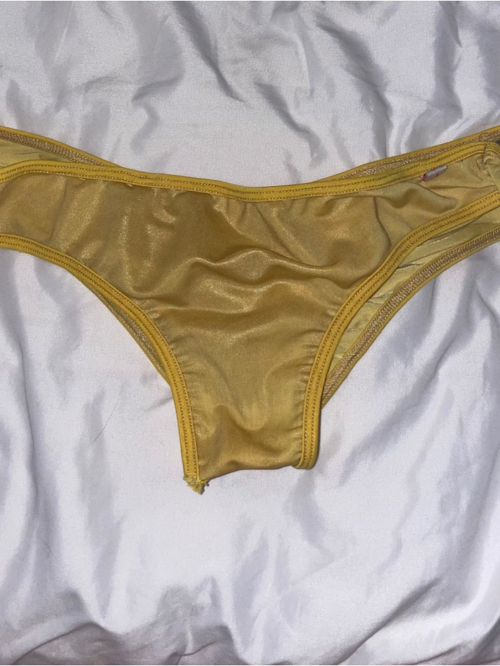 Chynna Dolls Shiny Yellow-Gold Scrunch Butt Bikini Bottom - Small/Medium